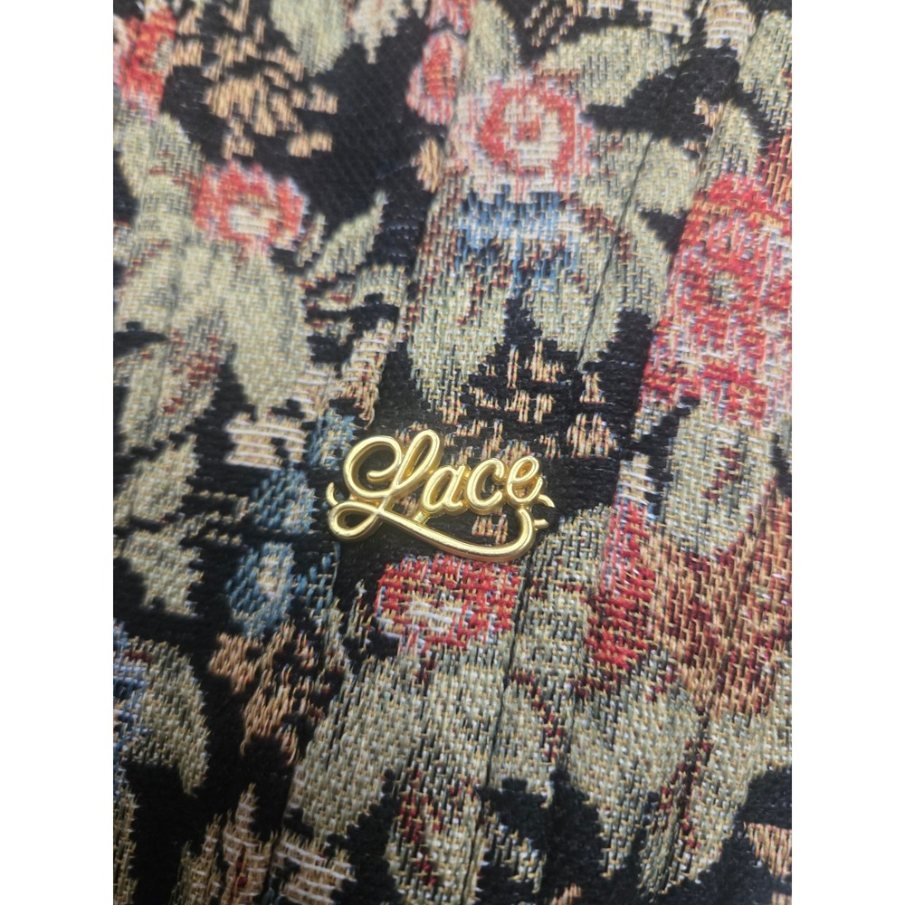 LaceMade Floral Tapestry Corset Top Lace Up Back Victorian Cottagecore Medium - Picture 3 of 8